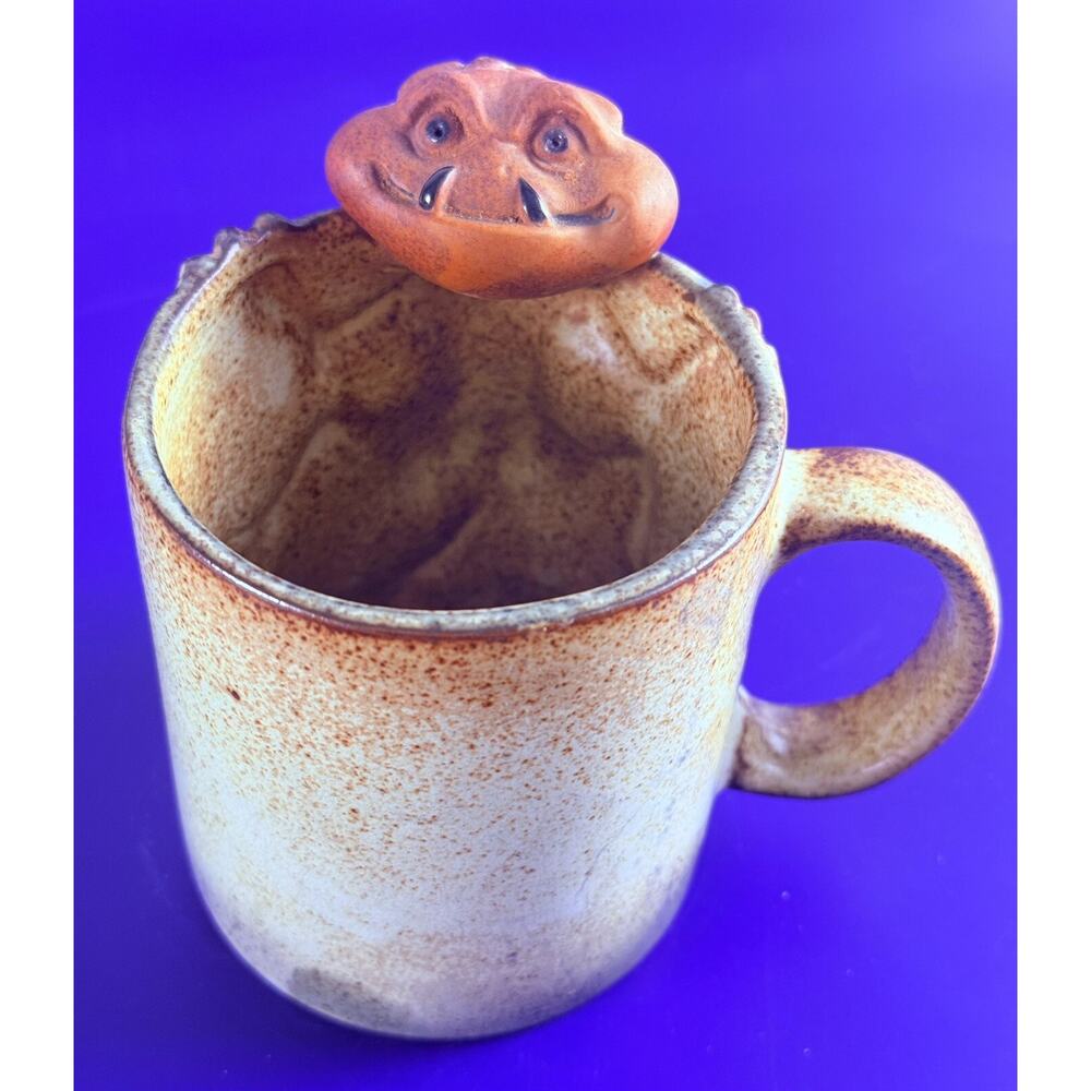 Vintage Japan Art Pottery Prehistoric Lizard Fangs Glazed Stoneware Mugs